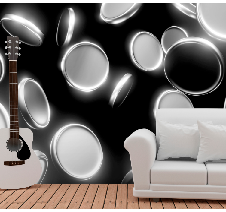 Tapisserie abstraite formes rondes dérivant - TenStickers