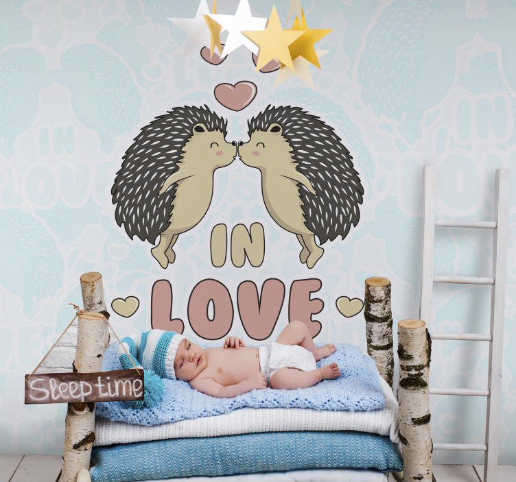Tapisserie chambre enfant affichage d'amour hérisson - TenStickers