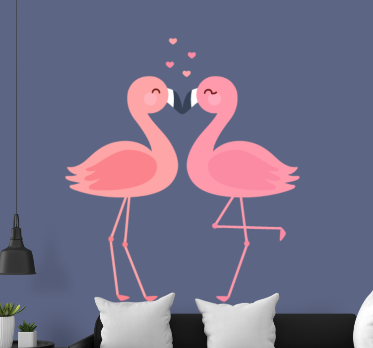 Tapisserie amour flamants en affection - TenStickers
