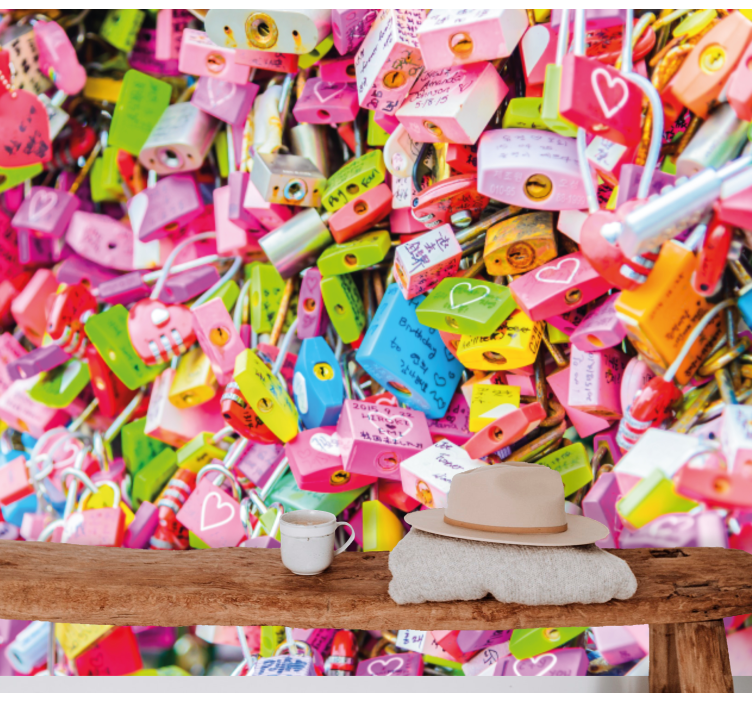 Tapisserie amour serrures colorées - TenStickers