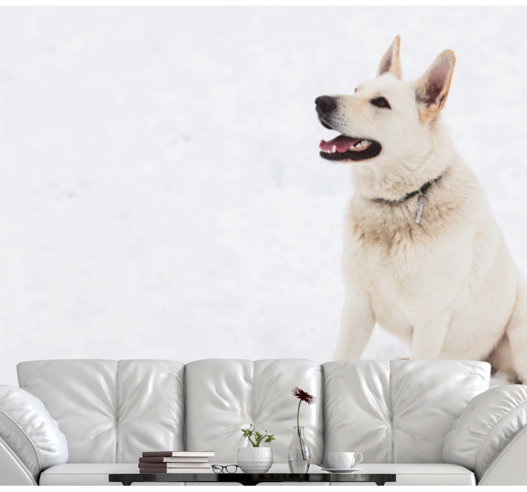 Tapisserie animaux chien blanc heureux - TenStickers