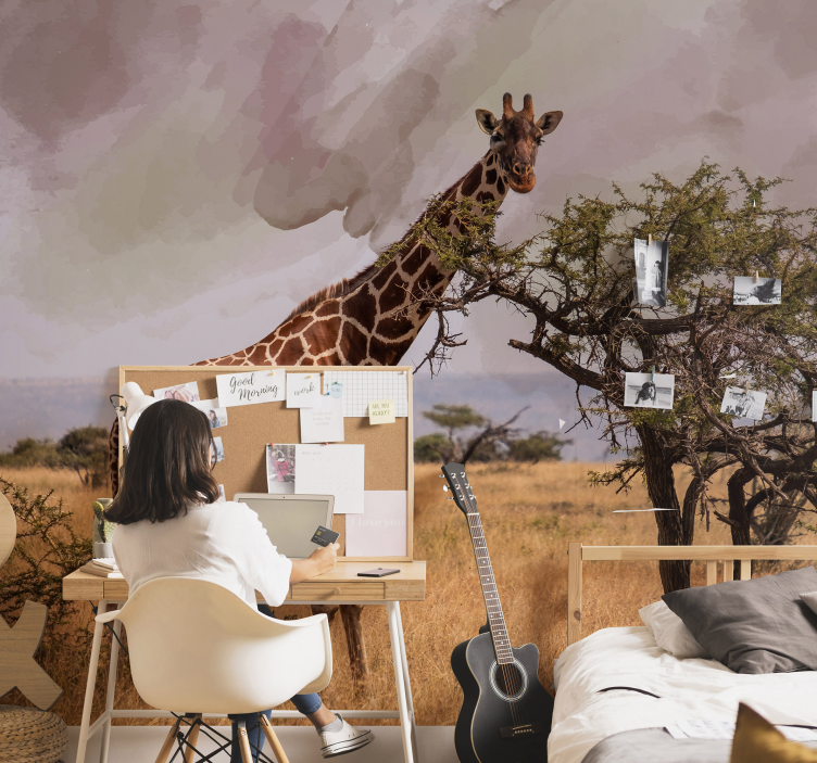Tapisserie animaux girafe dans la nature - TenStickers