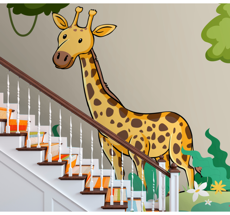 Tapisserie animaux scène de girafe ludique - TenStickers