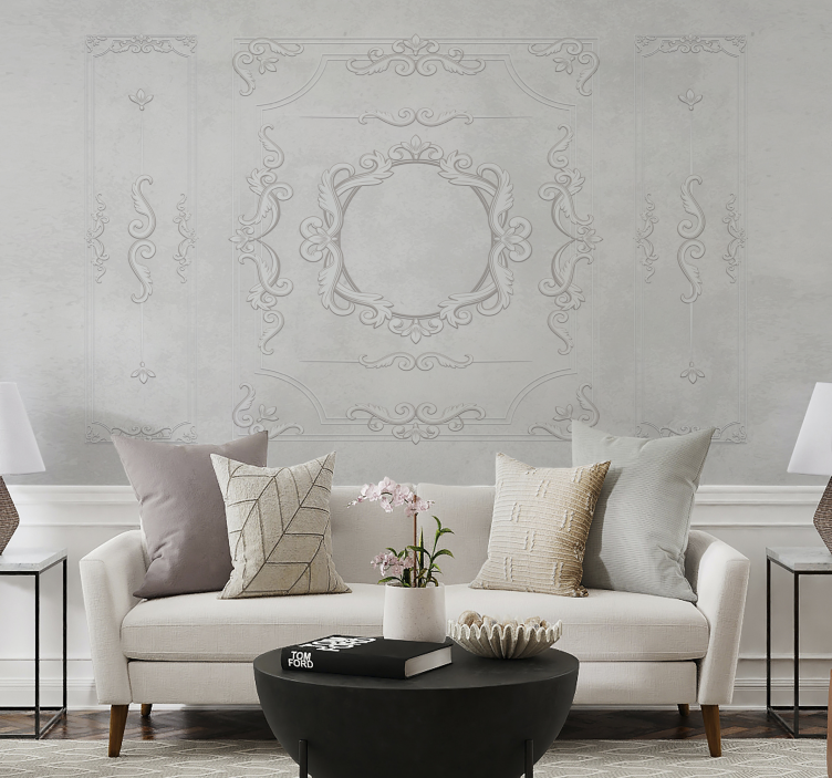 Tapisserie salon motif classique gris - TenStickers