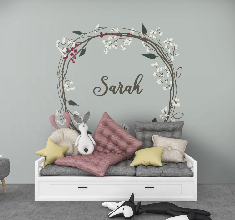 Tapisserie chambre enfant cercle de noms floraux - TenStickers