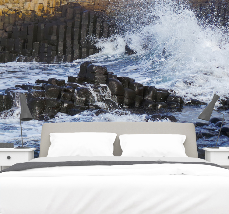 Tapisserie mer colonnes de basalte océanique - TenStickers