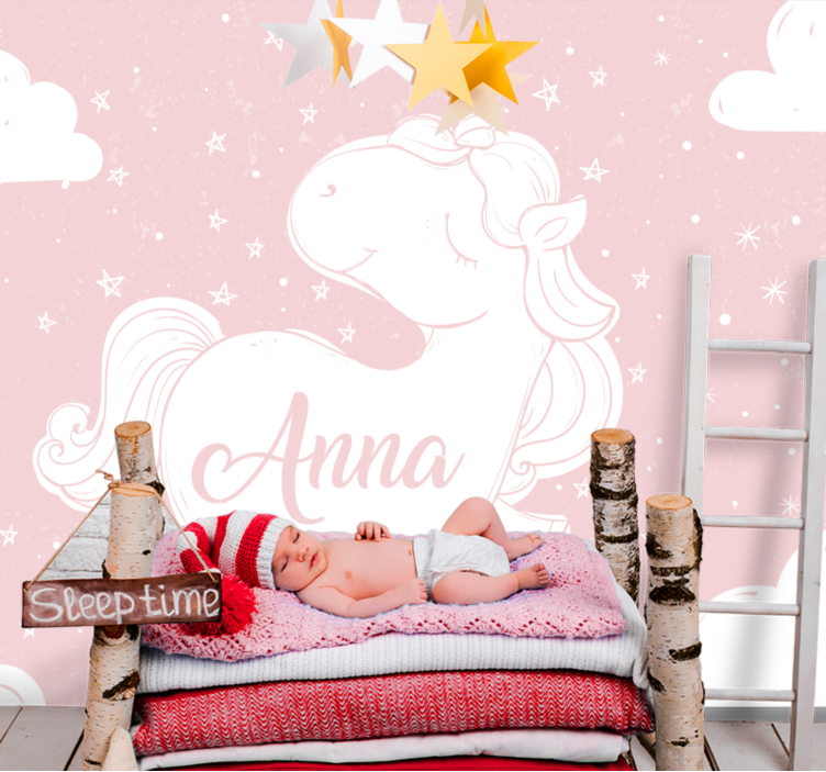 Tapisserie chambre enfant design licorne ludique - TenStickers