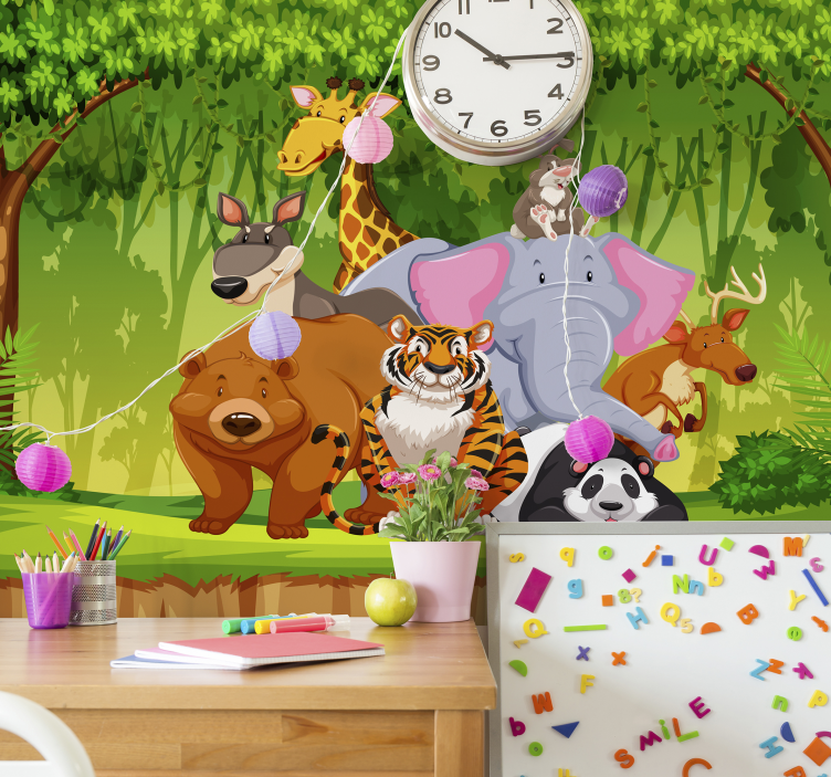 Tapisserie chambre enfant jungle animée - TenStickers