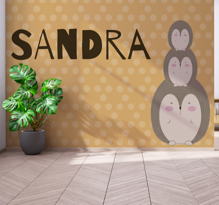 Tapisserie chambre enfant mignons hérissons empilés - TenStickers