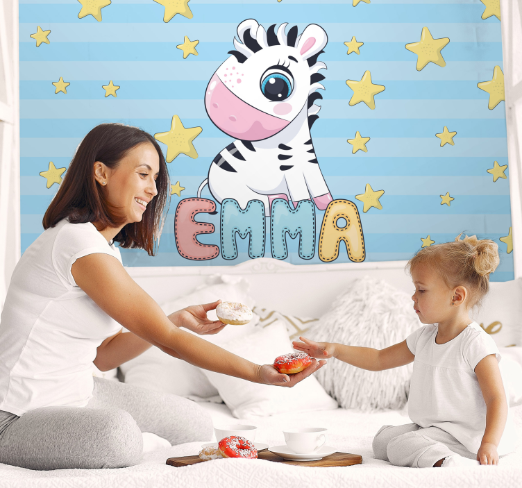 Tapisserie chambre enfant zebra et étoiles - TenStickers
