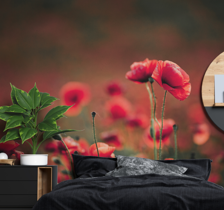 Tapisserie coquelicots fleurs de pavot brillantes - TenStickers