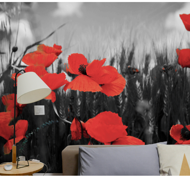 Tapisserie coquelicots fleurs florales rayonnantes - TenStickers