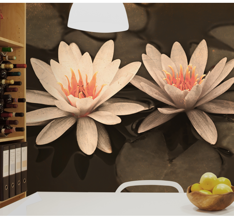 Tapisserie coquelicots paire de fleurs de lotus - TenStickers