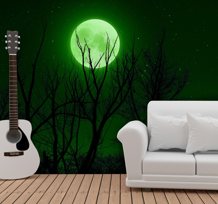Tapisserie fantaisie silhouette musicale au clair de lune - TenStickers