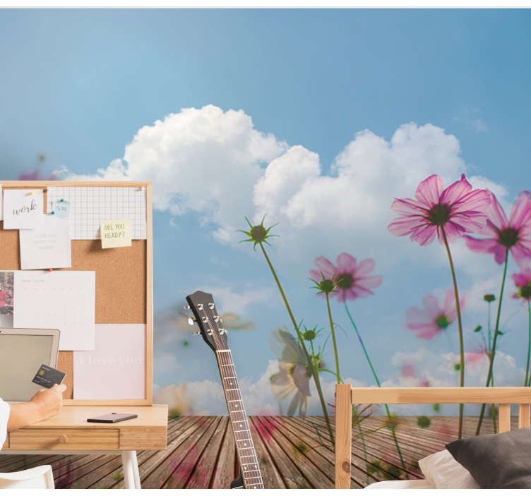 Tapisserie fleur délicates fleurs florales - TenStickers