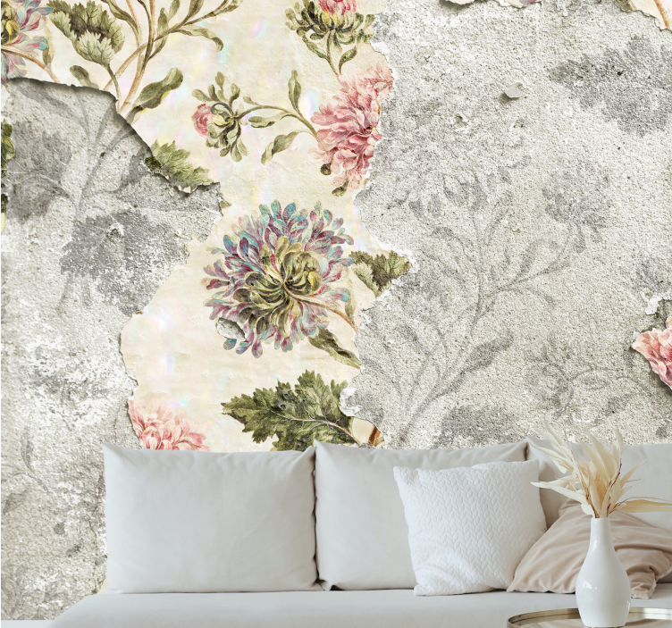 Tapisserie fleur motif floral vintage - TenStickers
