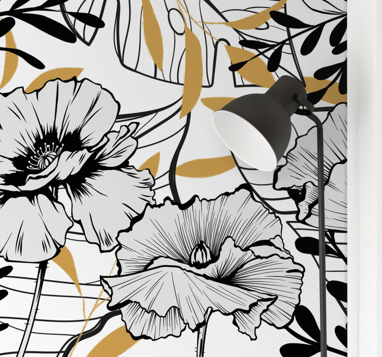 Tapisserie fleur motifs de contours floraux - TenStickers
