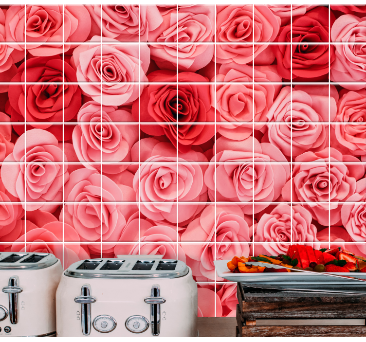 Tapisserie fleur présentoir de bouquets de roses - TenStickers