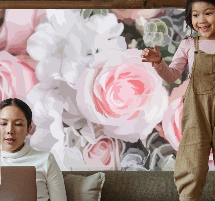 Tapisserie fleur roses roses romantiques - TenStickers