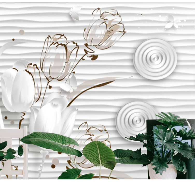 Tapisserie fleur tulipes blanches élégantes - TenStickers