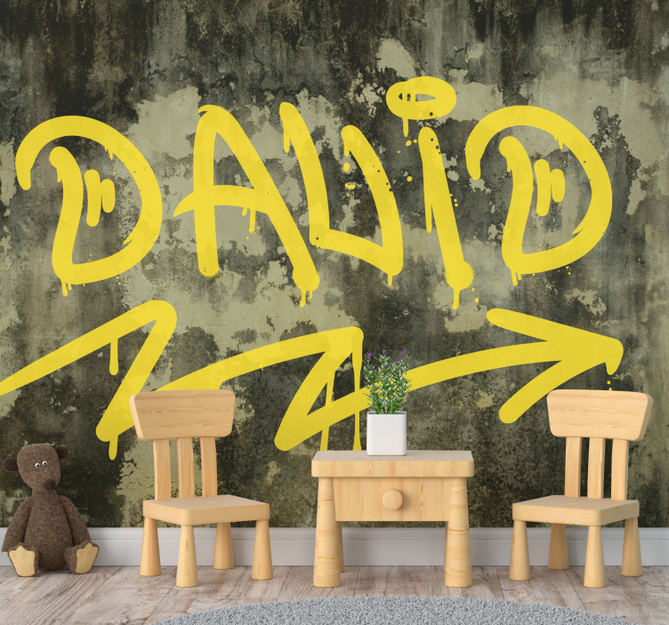 Tapisserie graffiti art de rue jaune - TenStickers