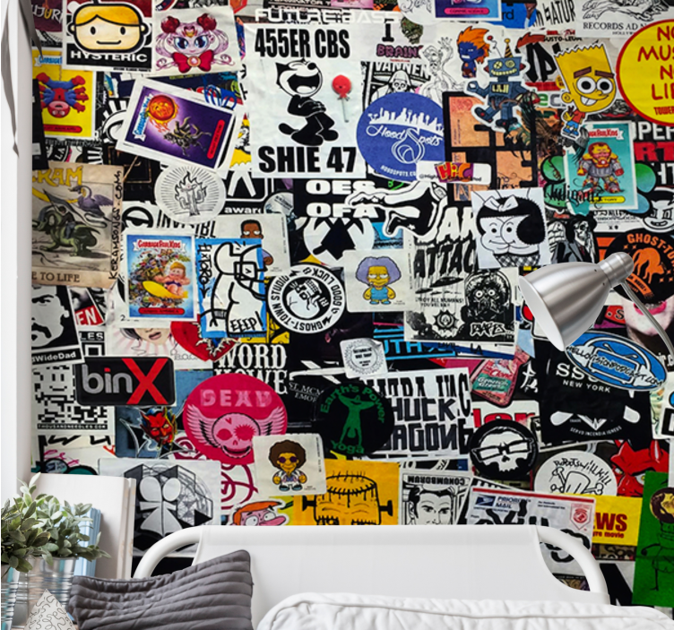 Tapisserie graffiti collage d'autocollants colorés - TenStickers