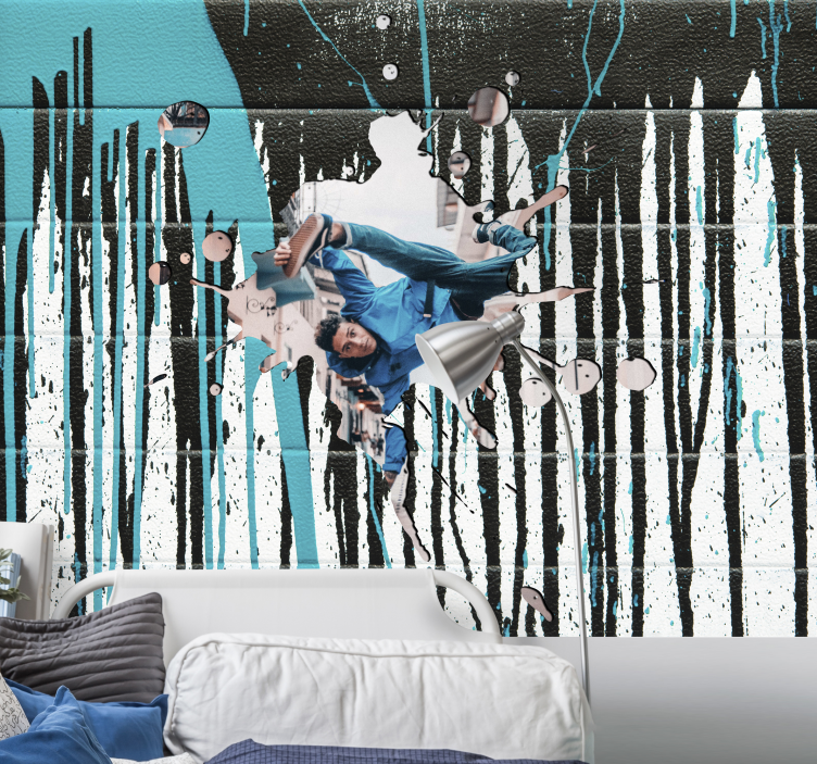 Tapisserie graffiti skateur dynamique en action - TenStickers