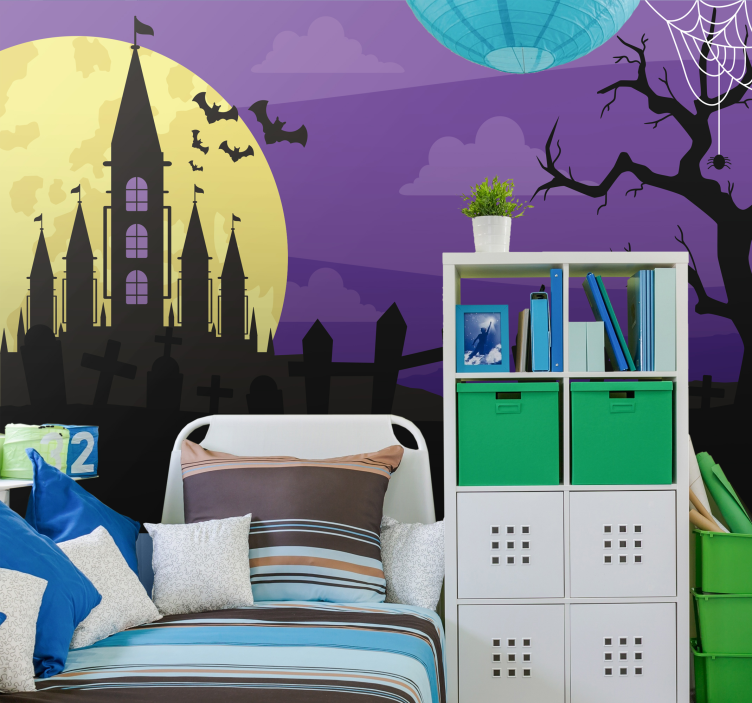 Tapisserie halloween décor de château hanté - TenStickers