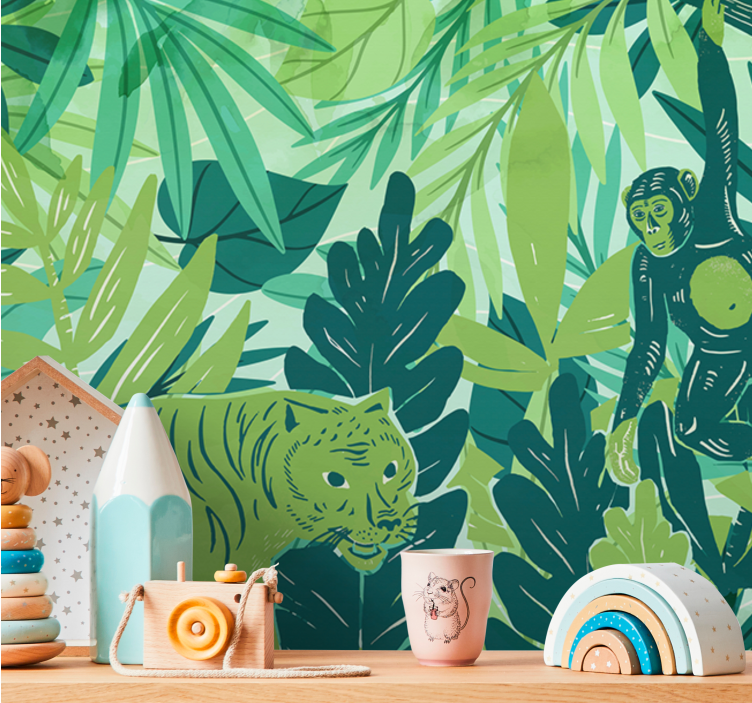 Tapisserie jungle aventure animale tropicale - TenStickers