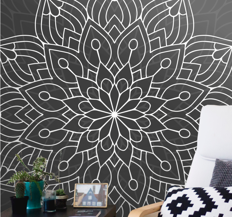 Tapisserie mandala motif floral complexe - TenStickers