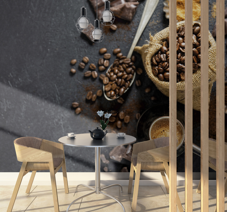 Tapisserie cuisine grains de café et accessoires - TenStickers