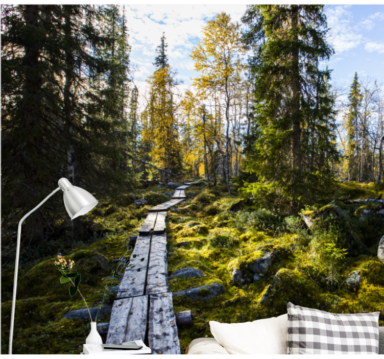 Tapisserie nature chemin forestier paisible - TenStickers