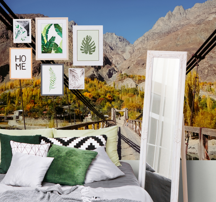 Tapisserie nature composition de feuillage vibrant - TenStickers