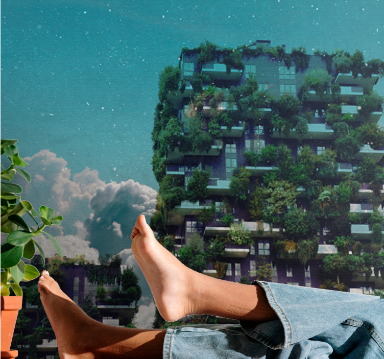 Tapisserie nature jardin vertical vert - TenStickers