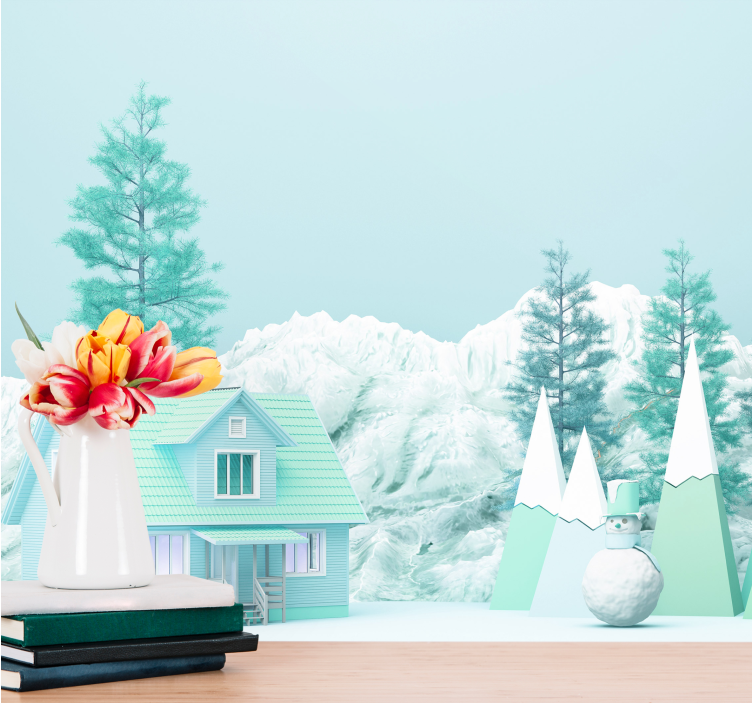 Tapisserie nature scène de paysage d'hiver - TenStickers