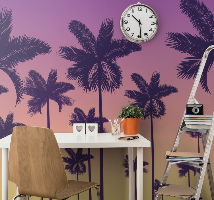 Tapisserie nature silhouettes de palmiers tropicaux - TenStickers