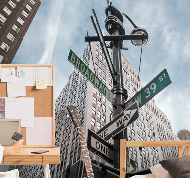 Tapisserie new york panneaux de rue broadway - TenStickers