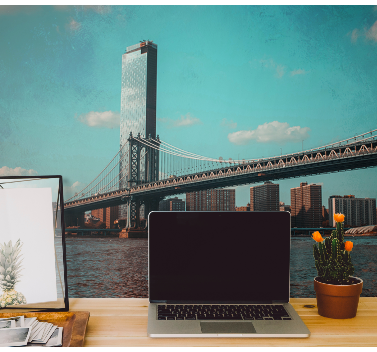 Tapisserie new york perspective du pont de brooklyn - TenStickers