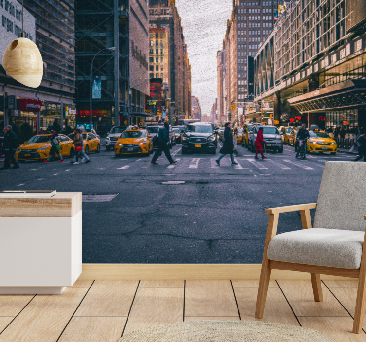 Tapisserie new york rue animée de new york - TenStickers
