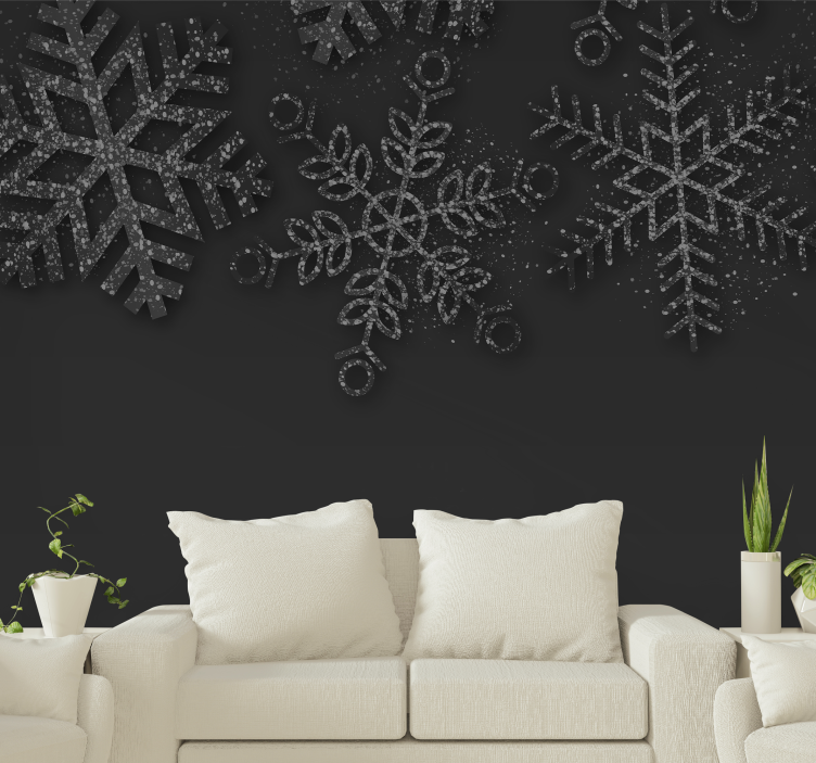 Tapisserie noel flocons de neige en hiver - TenStickers