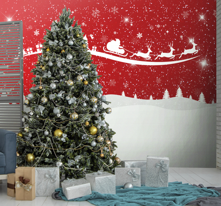 Tapisserie noel traîneau de noël décoratif - TenStickers