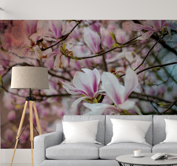 Tapisserie orchidée explosion de fleurs de magnolia - TenStickers