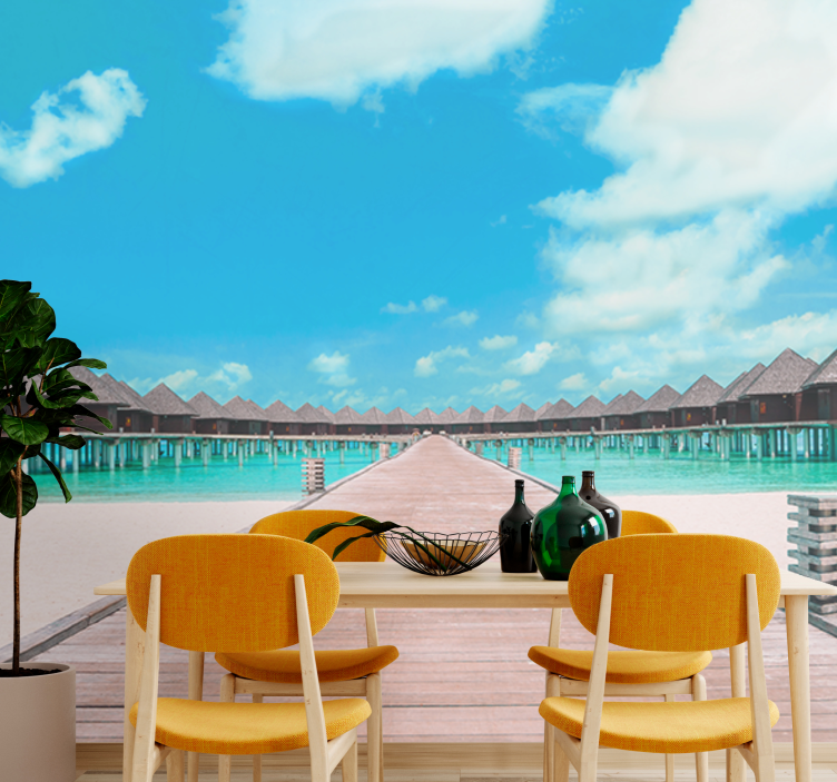 Tapisserie paysage chemin tropical au dock - TenStickers