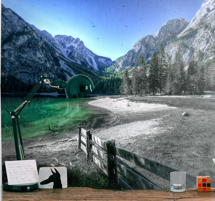 Tapisserie paysage lac montagneux sérénité - TenStickers