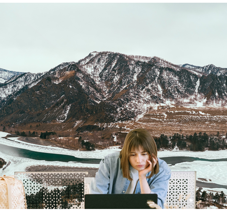 Tapisserie paysage vue sur la rivière de montagne - TenStickers