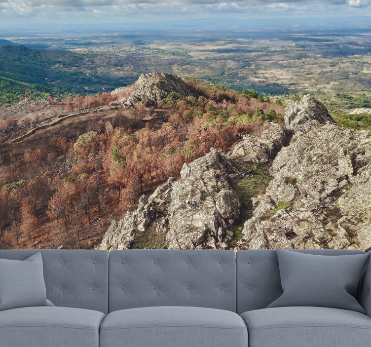 Tapisserie paysage vue sur le terrain montagneux - TenStickers