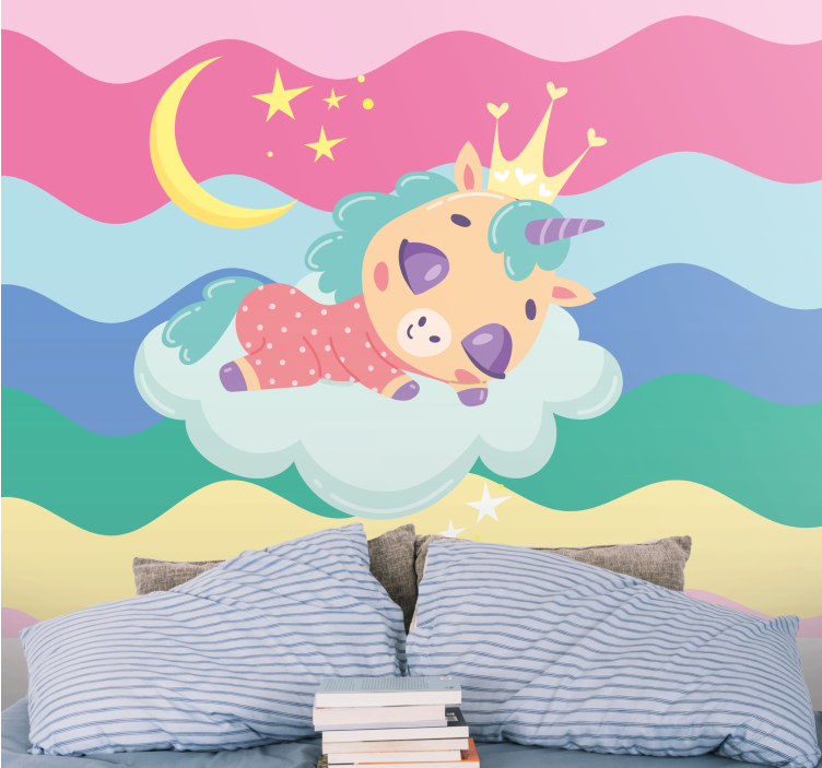 Tapisserie personnalisée licorne endormie fantaisie - TenStickers