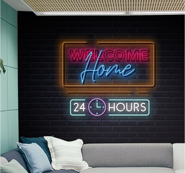 Tapisserie phrase bienvenue chez vous 24 heures - TenStickers