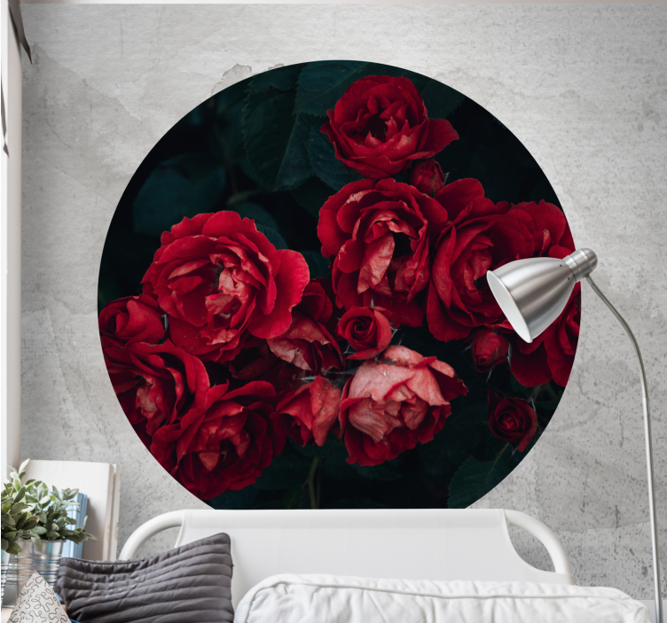 Tapisserie rose fleurs de rose rouges - TenStickers