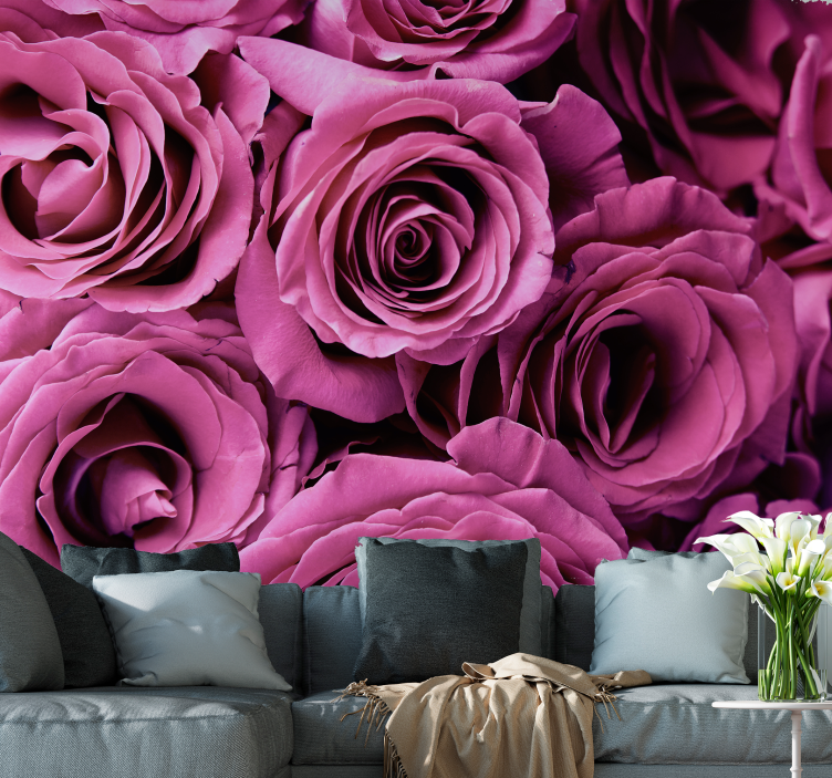 Tapisserie rose fleurs roses - TenStickers